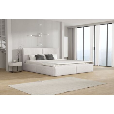 Polsterbett Doppelbett BERGEN Komplettset 140x200cm Stoff Freya Weiß