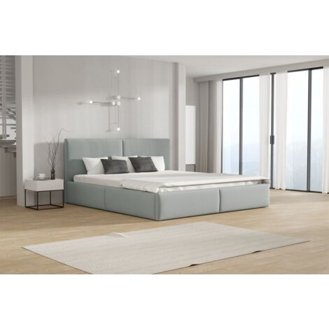 Polsterbett Doppelbett BERGEN Komplettset 160x200cm Stoff Magic Velvet Hellgrau