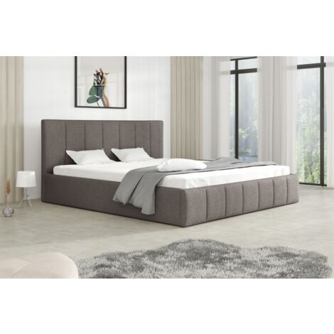 Polsterbett Doppelbett DETROIT 120x200cm Stoff Freya Grau