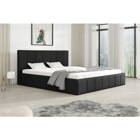 Polsterbett Doppelbett DETROIT Komplettset 160x200cm Stoff Freya Schwarz
