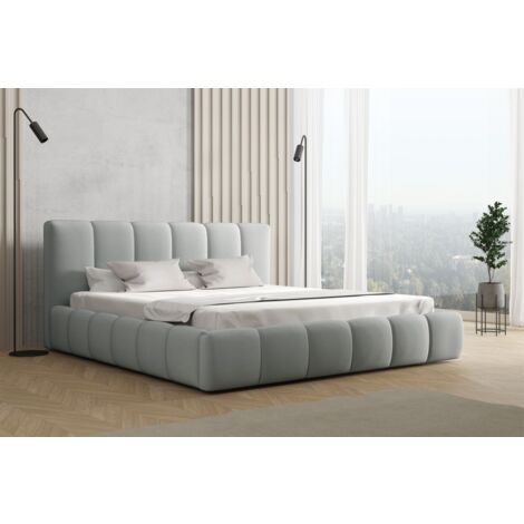 Polsterbett Doppelbett GIULIA 140x200cm Stoff Magic Velvet Hellgrau