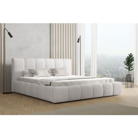 Polsterbett Doppelbett GIULIA Komplettset 180x200cm Stoff Freya Altweiß