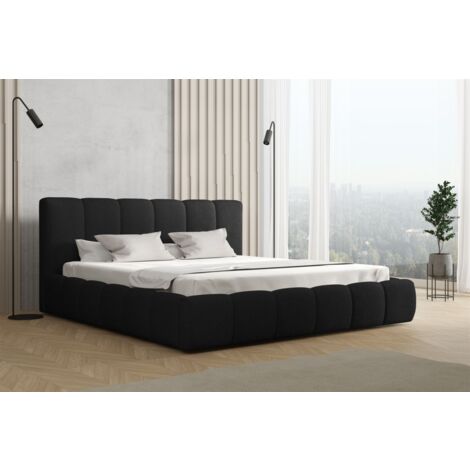 Polsterbett Doppelbett GIULIA Komplettset 180x200cm Stoff Freya Schwarz