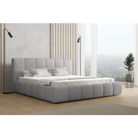 Polsterbett Doppelbett GIULIA Komplettset 180x200cm Stoff Freya Silbergrau