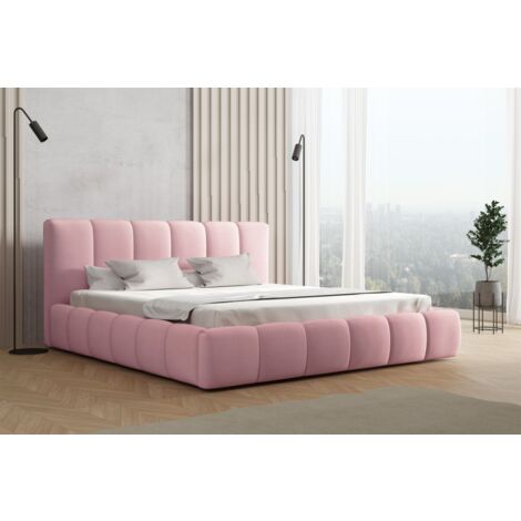Polsterbett Doppelbett GIULIA Komplettset 180x200cm Stoff Magic Velvet Rosa