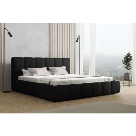 Polsterbett Doppelbett GIULIA Komplettset 180x200cm Stoff Magic Velvet Schwarz