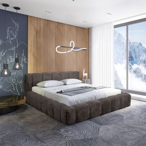 FUN MOEBEL Polsterbett Doppelbett HAILEY 140x200cm in Stoff Tender Way Grafit