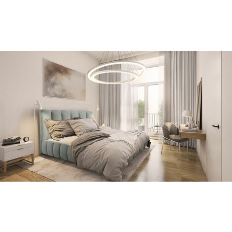 Polsterbett Doppelbett HEDA 140x200cm Komplettset in Stoff Boston Aschgrau