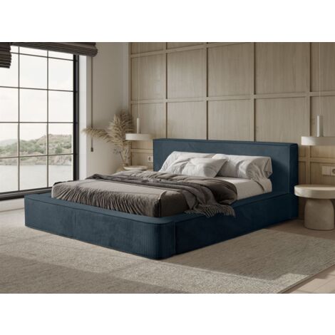 Polsterbett Doppelbett MODESTO Komplettset 180x200cm in Stoff Lincoln Dunkelblau