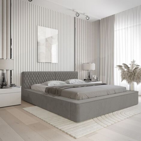 Polsterbett Doppelbett NORFOLK 140x200cm in Stoff Ditra Grau