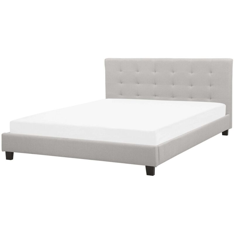 Beliani Bett Mit Lattenrost Stoff La Rochelle 180 X 200 Cm Hellgrau
