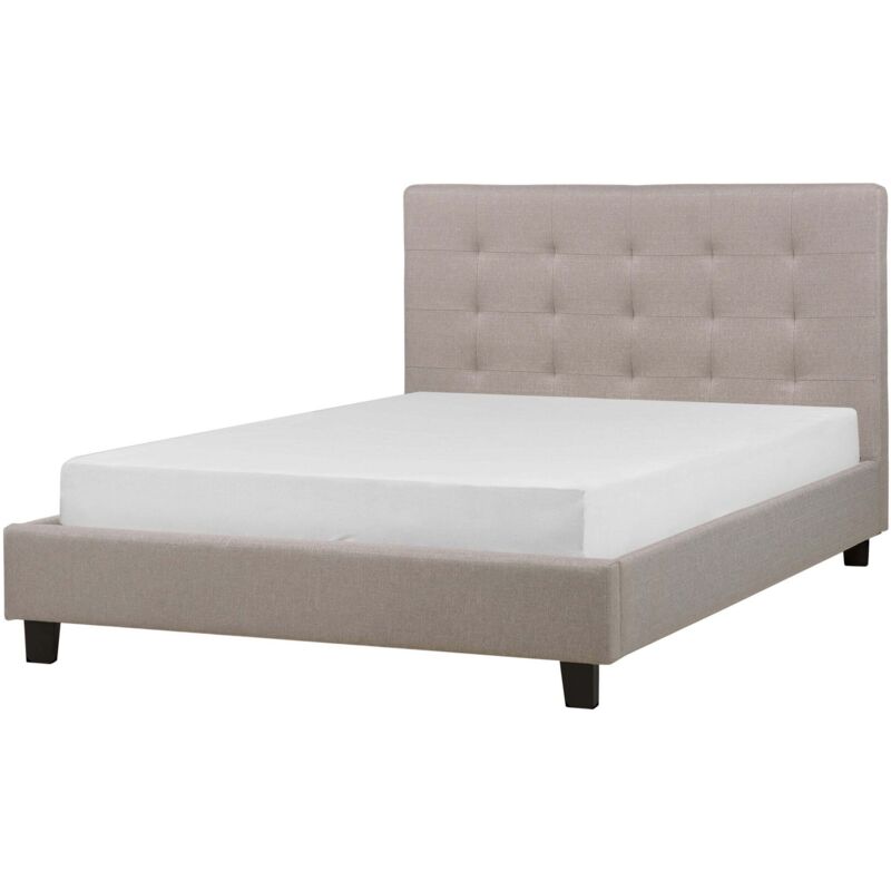 Beliani Bett Mit Lattenrost Stoff La Rochelle 140 X 200 Cm Hellgrau