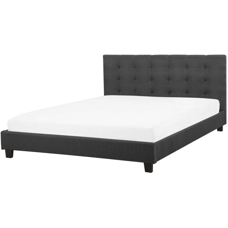Beliani Bett Mit Lattenrost Stoff La Rochelle 160 X 200 Cm Dunkelgrau