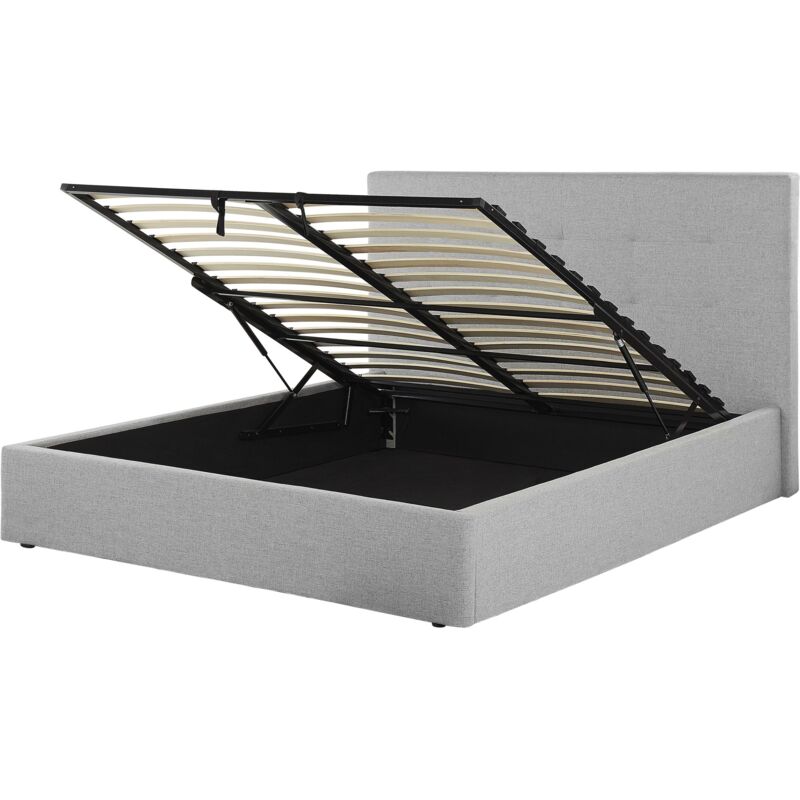 Beliani Bett Mit Stauraum Stoff Lorient 160 X 200 Cm Grau
