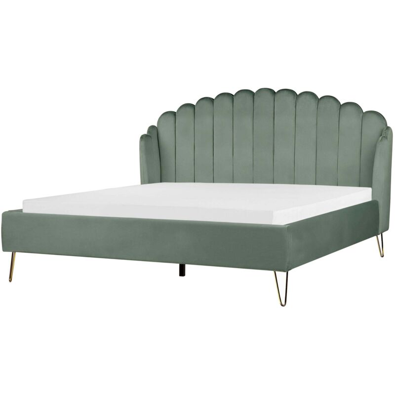 Beliani Bett Mit Lattenrost Samtstoff Ambillou 180 X 200 Cm Grün