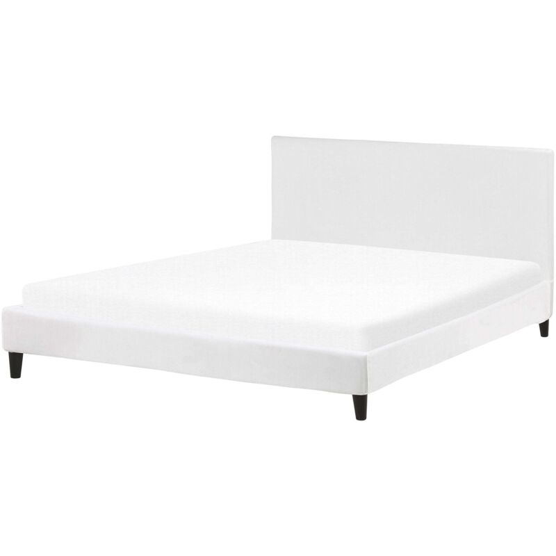 Beliani Polsterbett Weiß Samtstoff 180 X 200 Cm Mit Lattenrost Und Abnehmbarem Bezug Hohes Kopfteil Elegant Klassisch