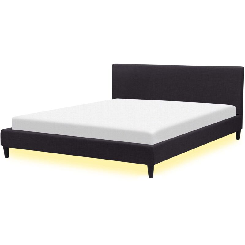 Beliani Bett Mit Led Stoff Fitou 180 X 200 Cm Schwarz