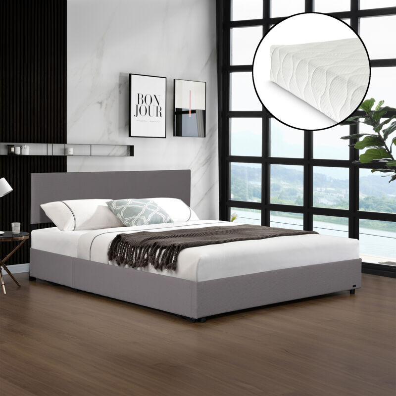 [Corium] Polsterbett Juva Mit Matratze Und Bettkasten 160x200 Cm Grau Corium