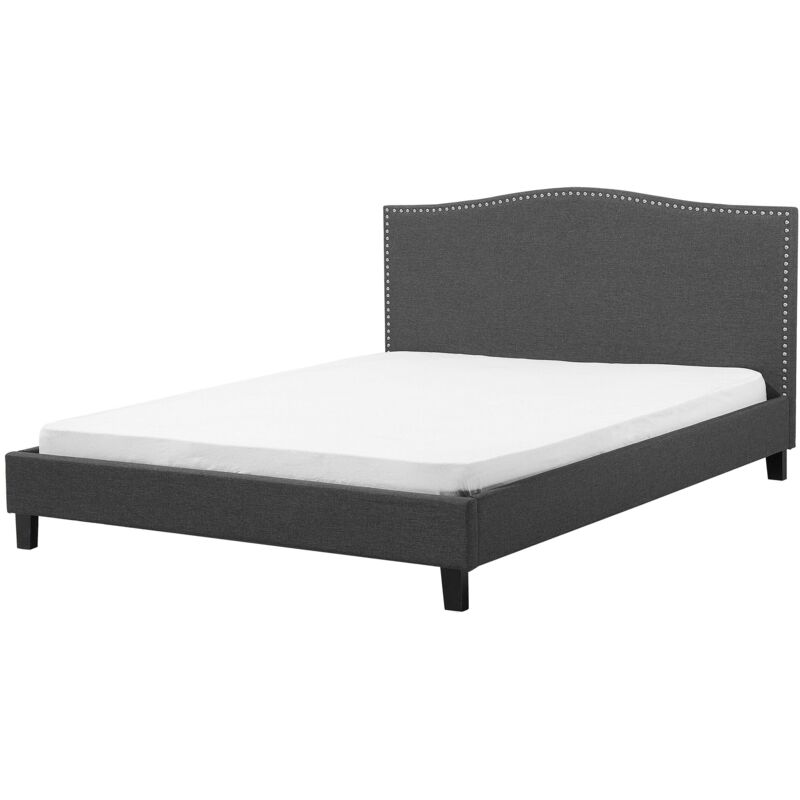 Beliani Bett Mit Lattenrost Stoff Montpellier 180 X 200 Cm Dunkelgrau