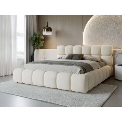 GRAINGOLD Polsterbett mit Bettkasten 180x200, Beige Samt, Modo