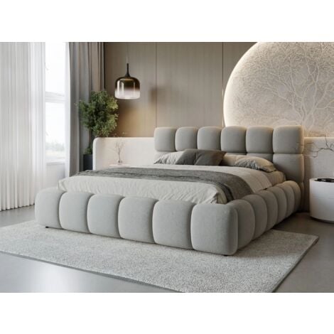 GRAINGOLD Polsterbett mit Bettkasten 180x200, Grau Samt, Modo