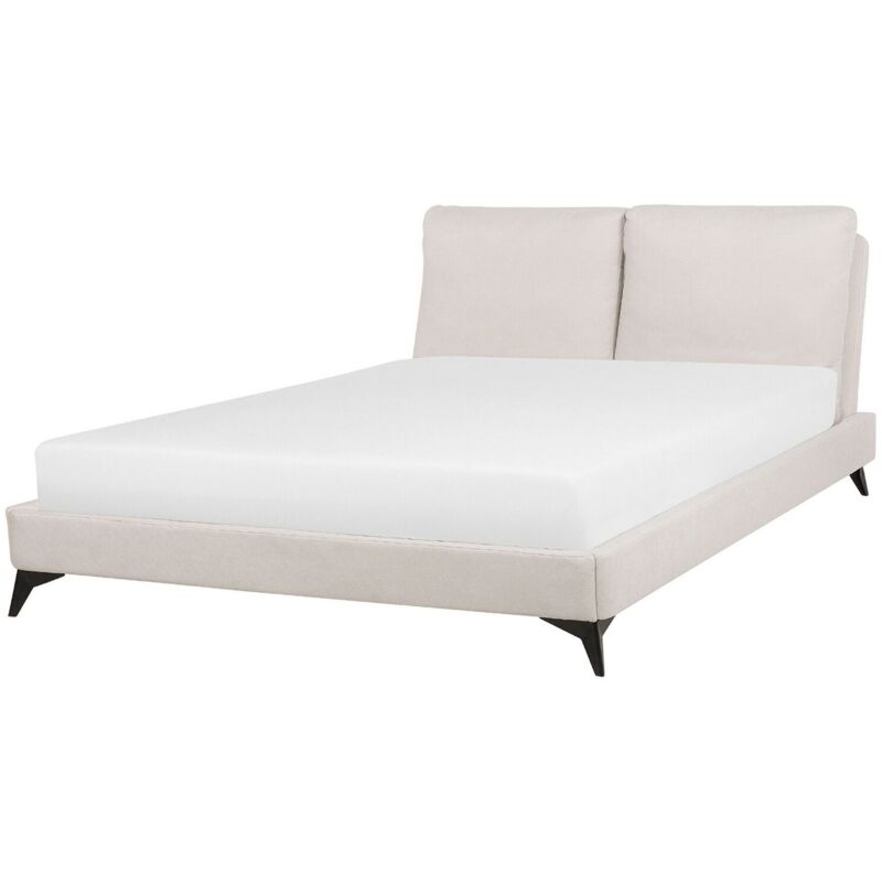 Beliani Polsterbett Beige 160 X 200 Cm Chenillegewebe Leinenoptik Mit Lattenrost Elegant Modern