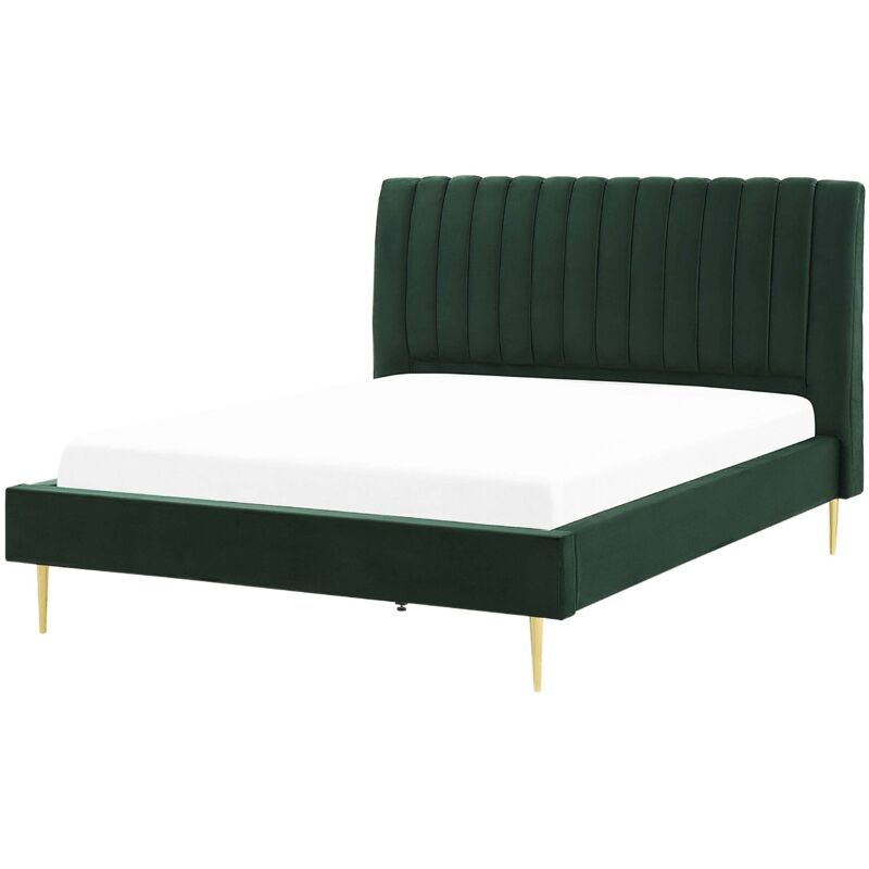 Beliani Bett Mit Lattenrost Samtstoff Marville 180 X 200 Cm Smaragdgrün