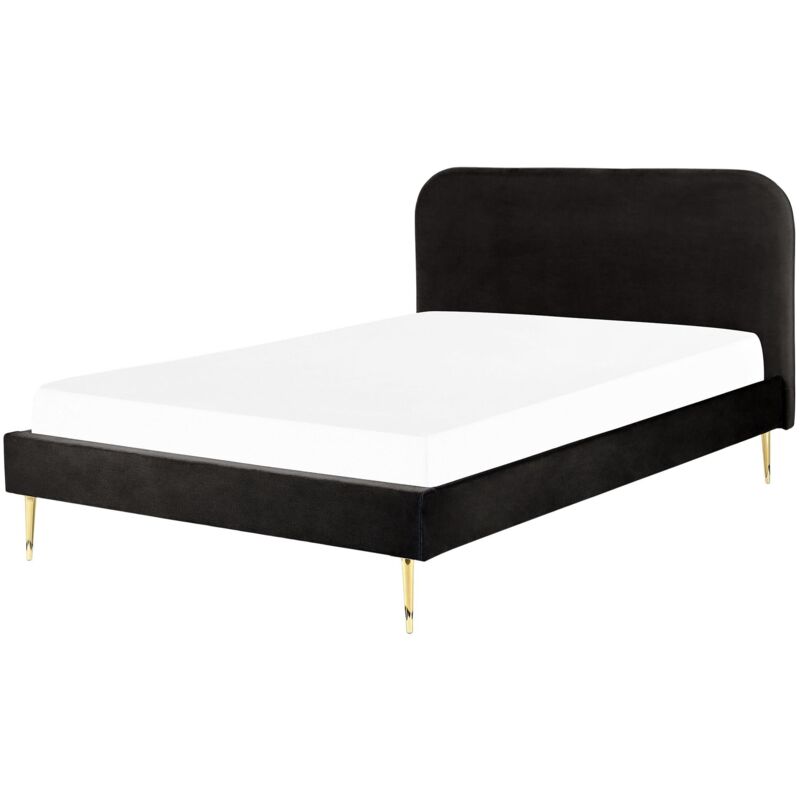 Beliani Bett Mit Lattenrost Samtstoff Flayat 160 X 200 Cm Schwarz