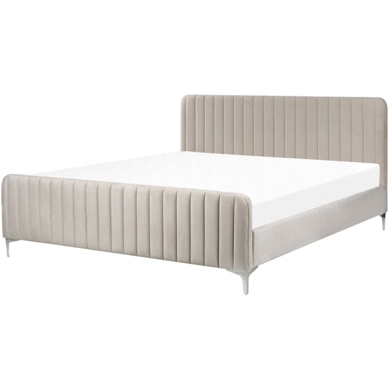 Beliani Bett Mit Lattenrost Samtstoff Lunan 180 X 200 Cm Taupe