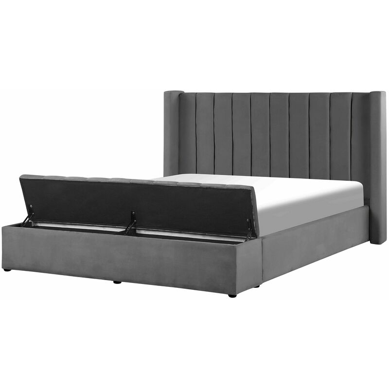 Polsterbett Grau 140 x 200 cm aus Samtstoff mit Stauraum Elegantes Doppelbett Schlafzimmer Modernes Design - Grau