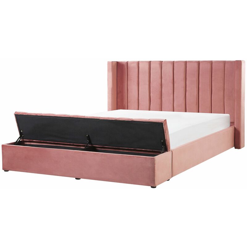 Polsterbett Rosa 160 x 200 cm aus Samtstoff mit Stauraum Elegantes Doppelbett Modernes Design - Rosa
