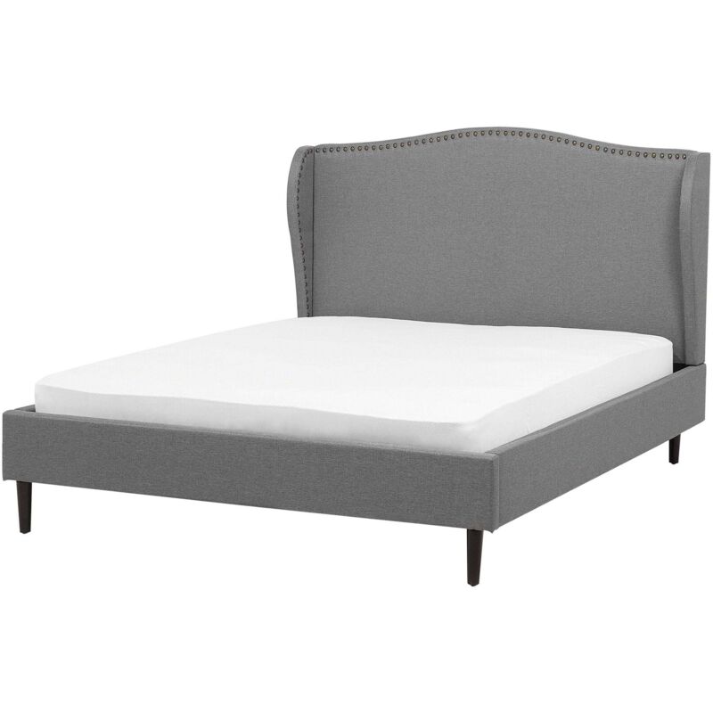 Beliani Bett Mit Lattenrost Stoff Colmar 140 X 200 Cm Grau