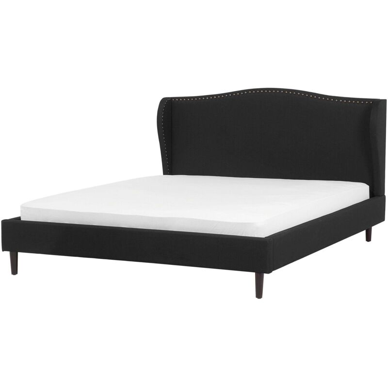 Beliani Bett Mit Lattenrost Stoff Colmar 180 X 200 Cm Schwarz