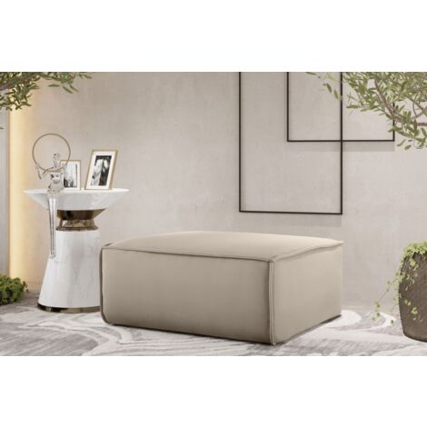 Polsterhocker Designerhocker CELES PREMIUM 105x105 cm Stoff Opera Velvet Beige