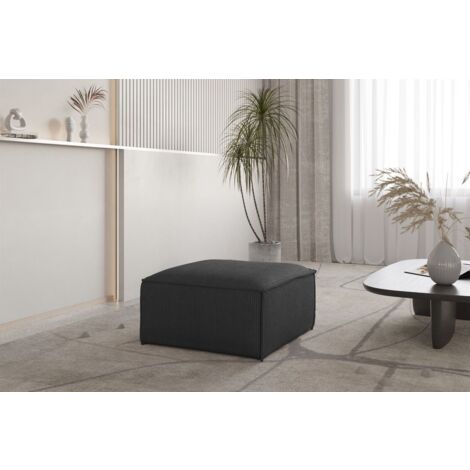 Polsterhocker Designerhocker CELES PREMIUM 65x65 cm in Stoff Scala Anthrazit