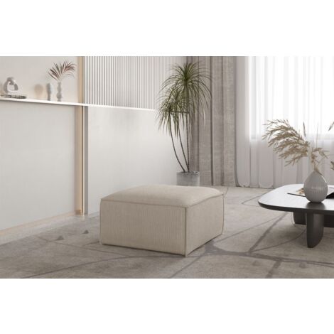 Polsterhocker Designerhocker CELES PREMIUM 65x65 cm in Stoff Scala Hellbeige