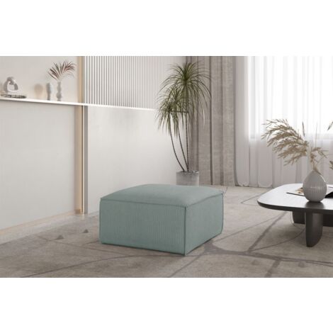 Polsterhocker Designerhocker CELES PREMIUM 65x65 cm in Stoff Scala Saphirblau