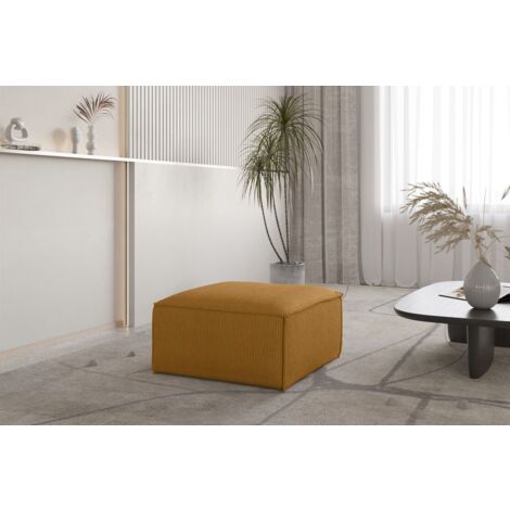 Polsterhocker Designerhocker CELES PREMIUM 65x65 cm in Stoff Scala Senfgelb