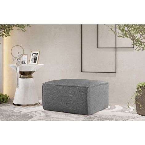 Polsterhocker Designerhocker CELES PREMIUM 65x65 cm Stoff Ascot Bukla Grau
