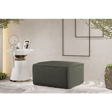Polsterhocker Designerhocker CELES PREMIUM 65x65 cm Stoff Ascot Bukla Moosgrün