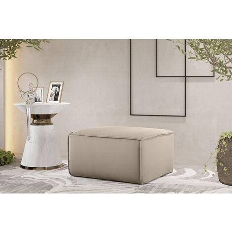 Polsterhocker Designerhocker CELES PREMIUM 65x65 cm Stoff Opera Velvet Beige