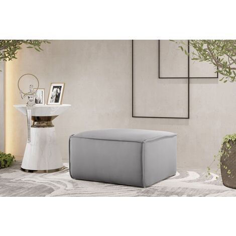 Polsterhocker Designerhocker CELES PREMIUM 65x65 cm Stoff Opera Velvet Hellgrau