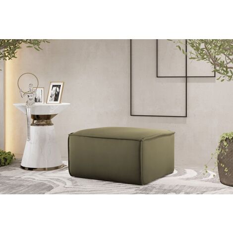 Polsterhocker Designerhocker CELES PREMIUM 65x65 cm Stoff Opera Velvet Olivgrün