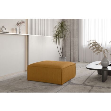 Polsterhocker Designerhocker CELES PREMIUM 85x85 cm in Stoff Scala Senfgelb