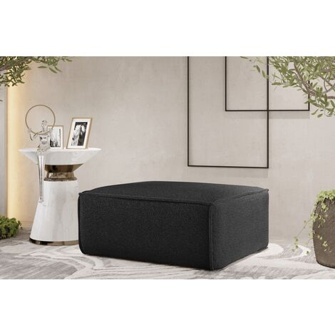 Polsterhocker Designerhocker CELES PREMIUM 85x85 cm Stoff Ascot Bukla Schwarz