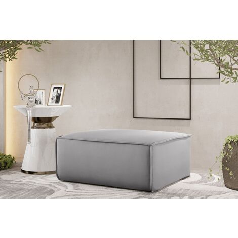 Polsterhocker Designerhocker CELES PREMIUM 85x85 cm Stoff Opera Velvet Hellgrau