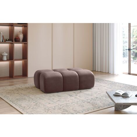 Polsterhocker Designerhocker DARCY 128x85 cm in Stoff Salvador Braun