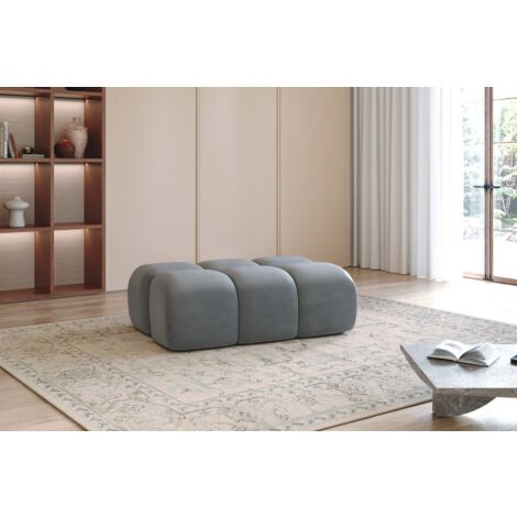 Polsterhocker Designerhocker DARCY 128x85 cm in Stoff Salvador Grau