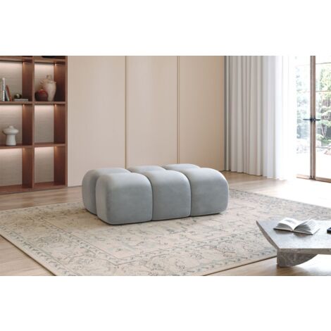 Polsterhocker Designerhocker DARCY 128x85 cm in Stoff Salvador Hellgrau