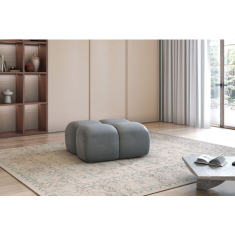 Polsterhocker Designerhocker DARCY 85x85 cm in Stoff Salvador Grau